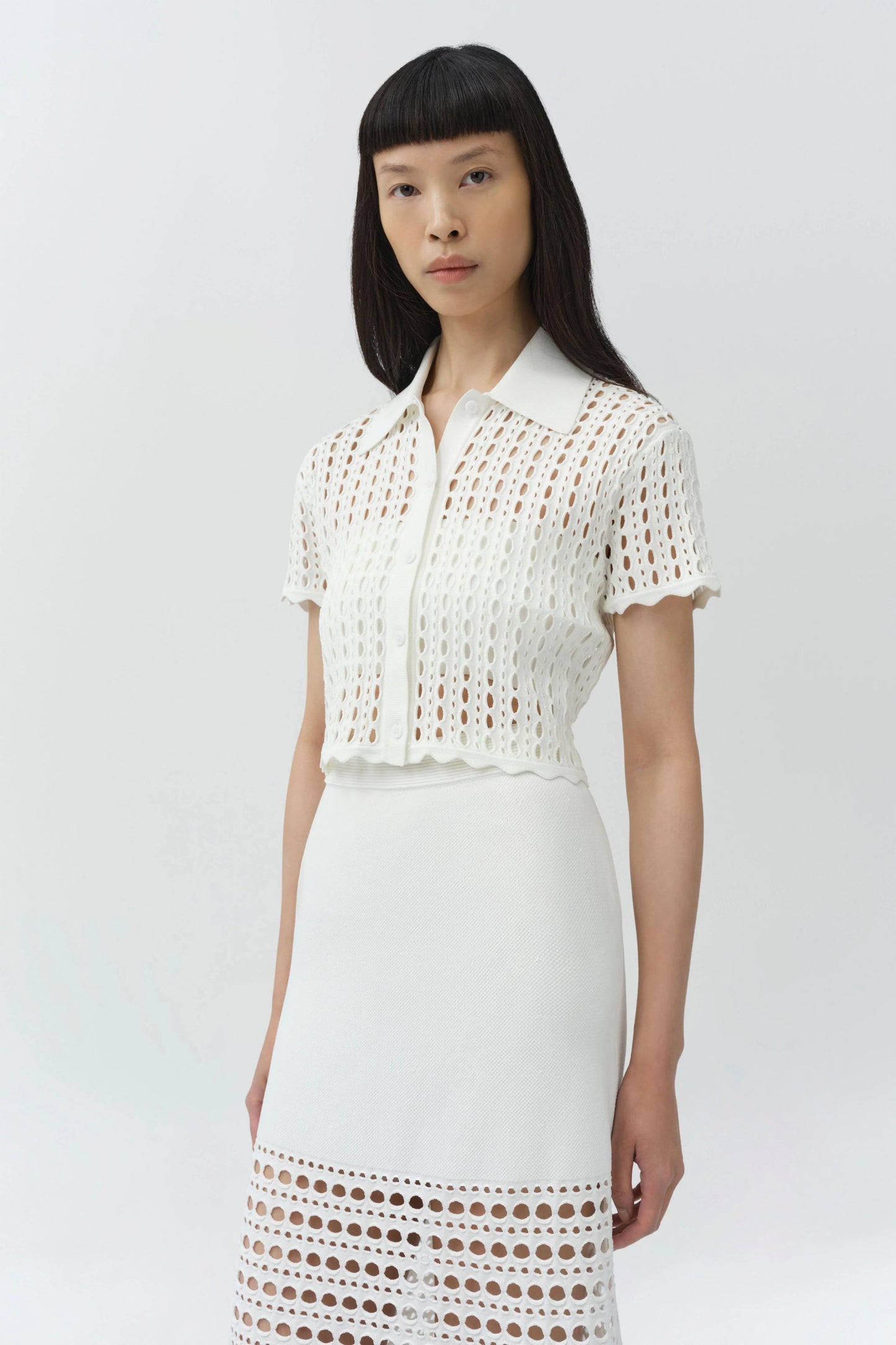 Westly Open Stitch Knit Midi Skirt