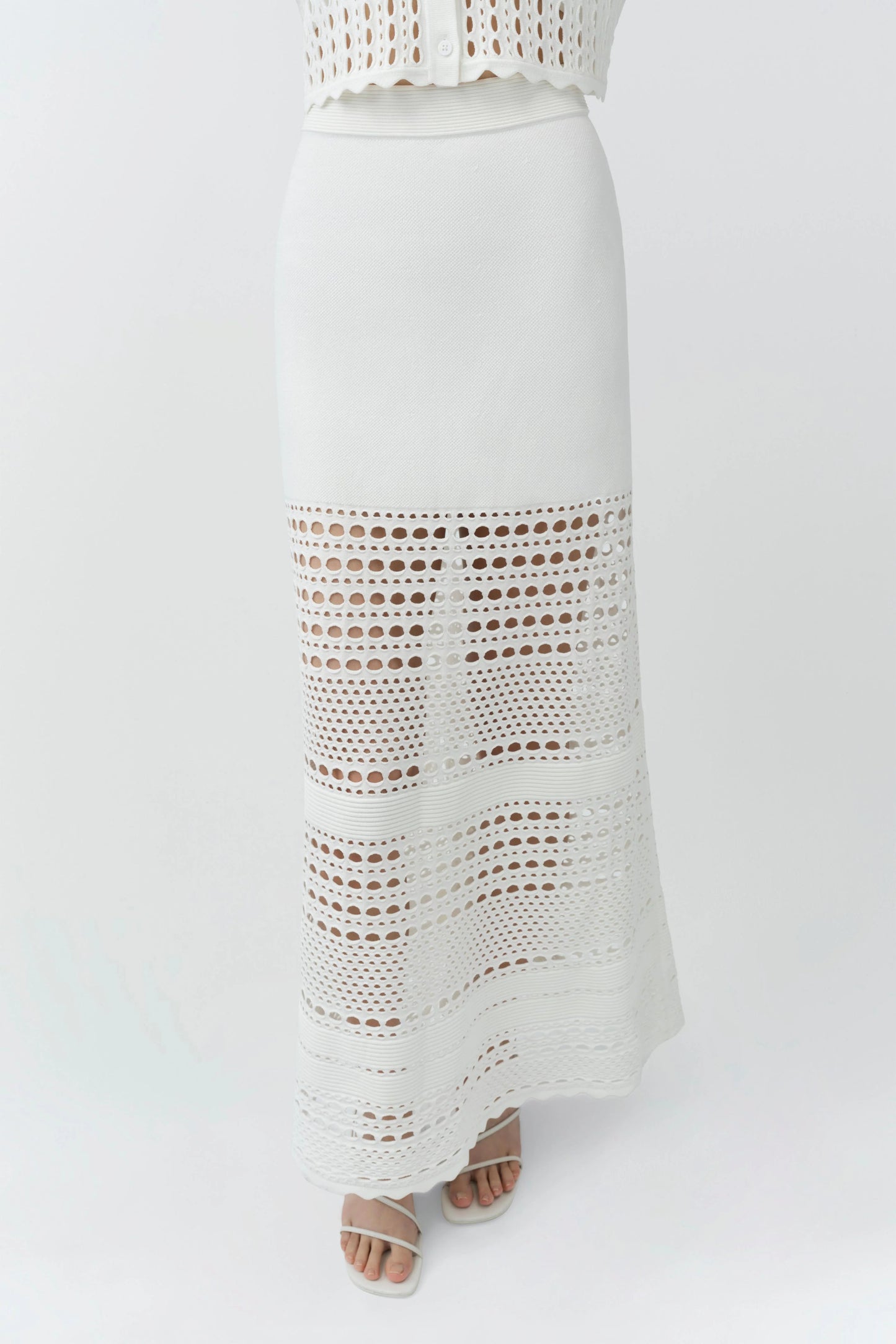 Westly Open Stitch Knit Midi Skirt