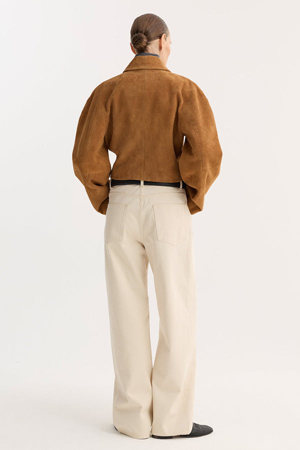 Rounded Textured Suede Jacket