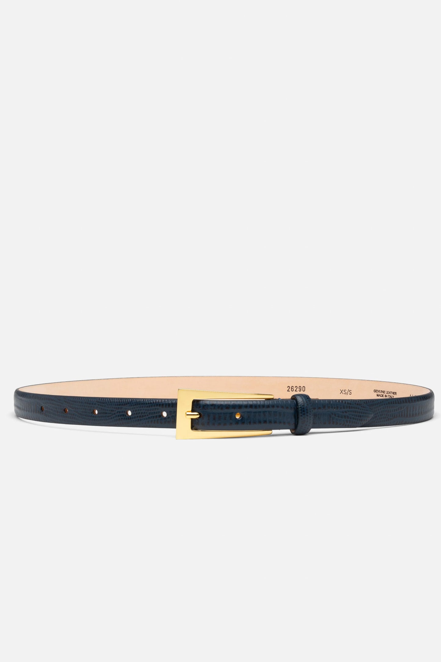 Mini No. 10 Belt, Navy Lizard/Gold