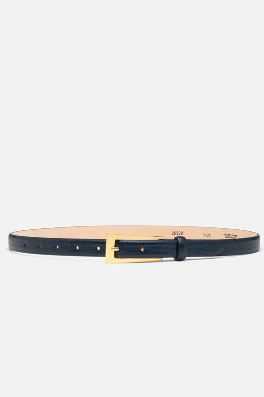 Mini No. 10 Belt, Navy Lizard/Gold