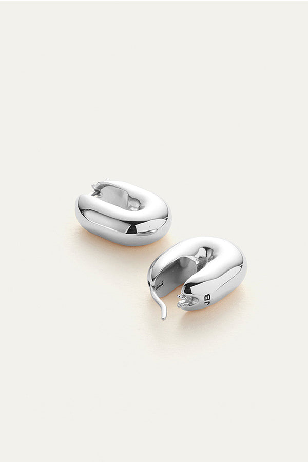 Puffy U-Link Earrings, Silver