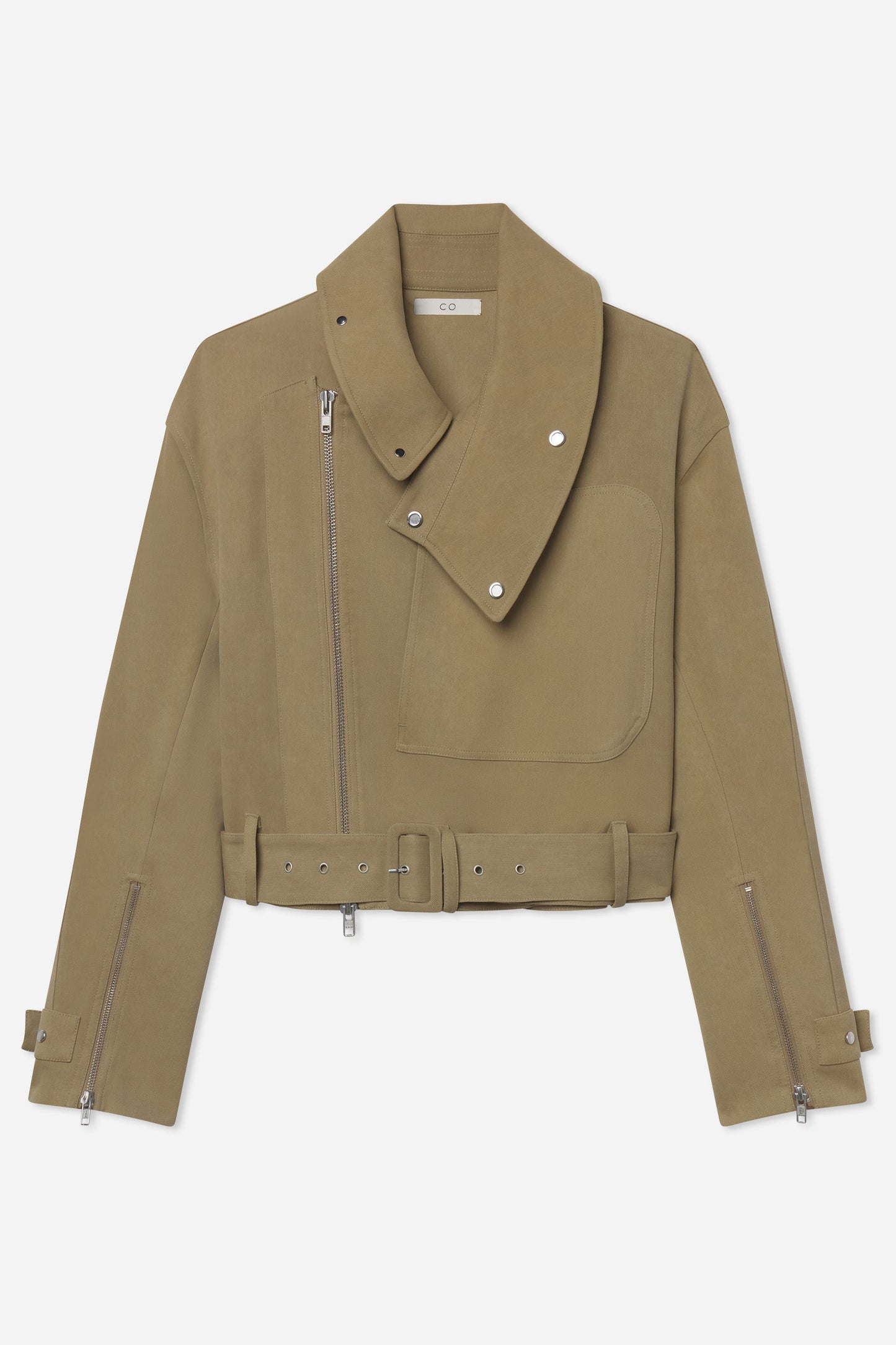 Flying Collar Moto Jacket in Cold-Dyed Cotton