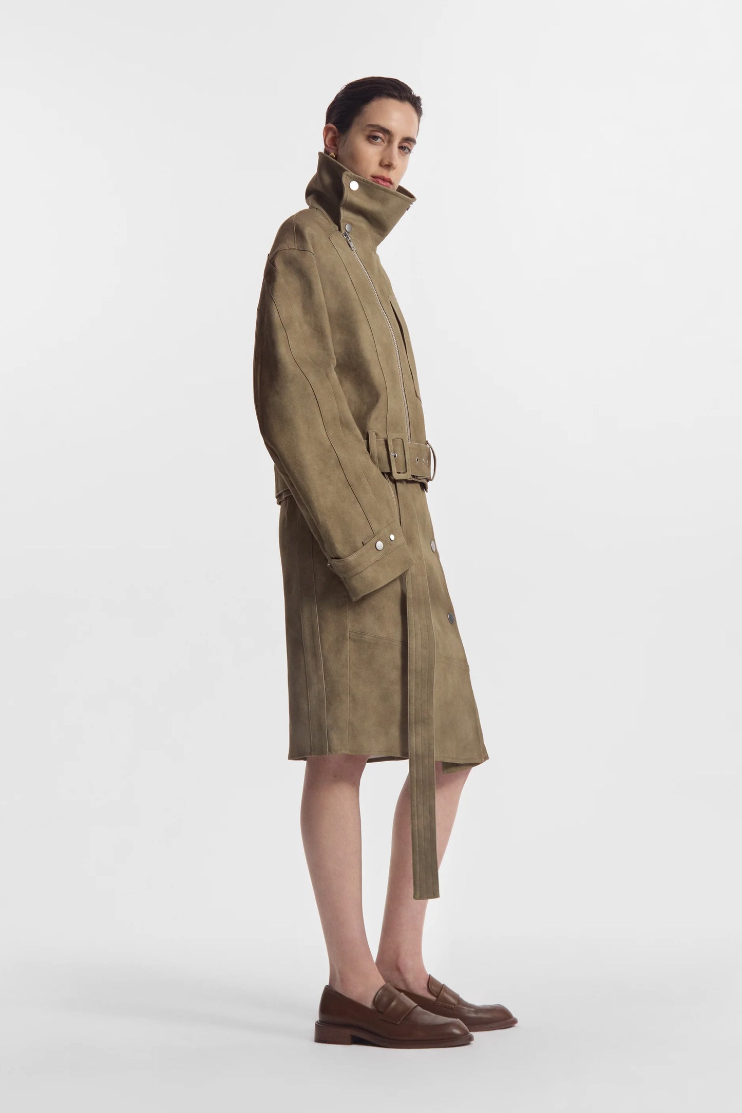 Flying Collar Moto Jacket in Cold-Dyed Cotton