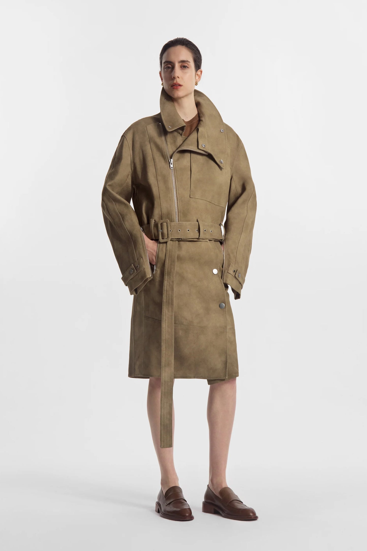 Flying Collar Moto Jacket in Cold-Dyed Cotton