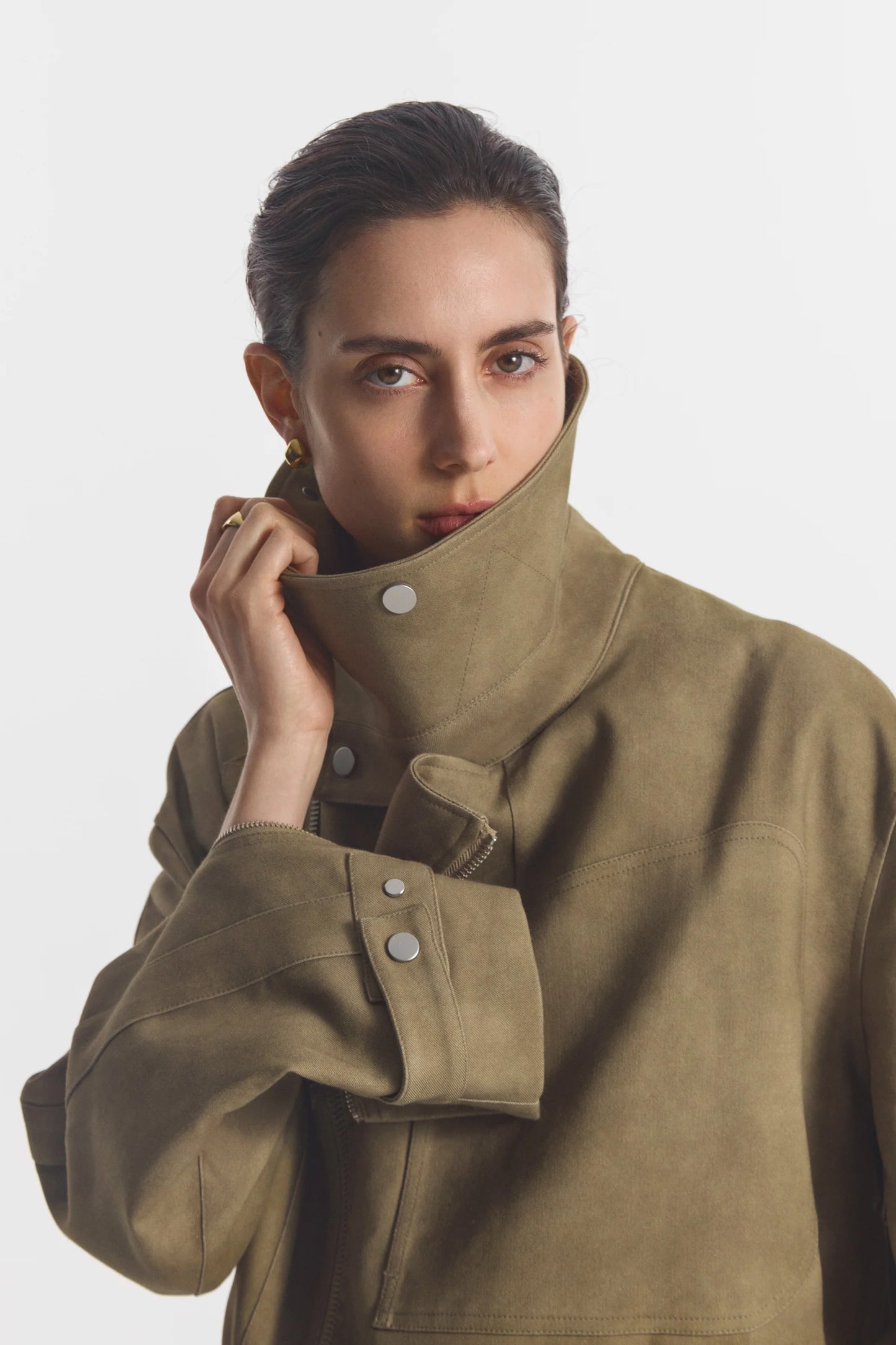 Flying Collar Moto Jacket in Cold-Dyed Cotton
