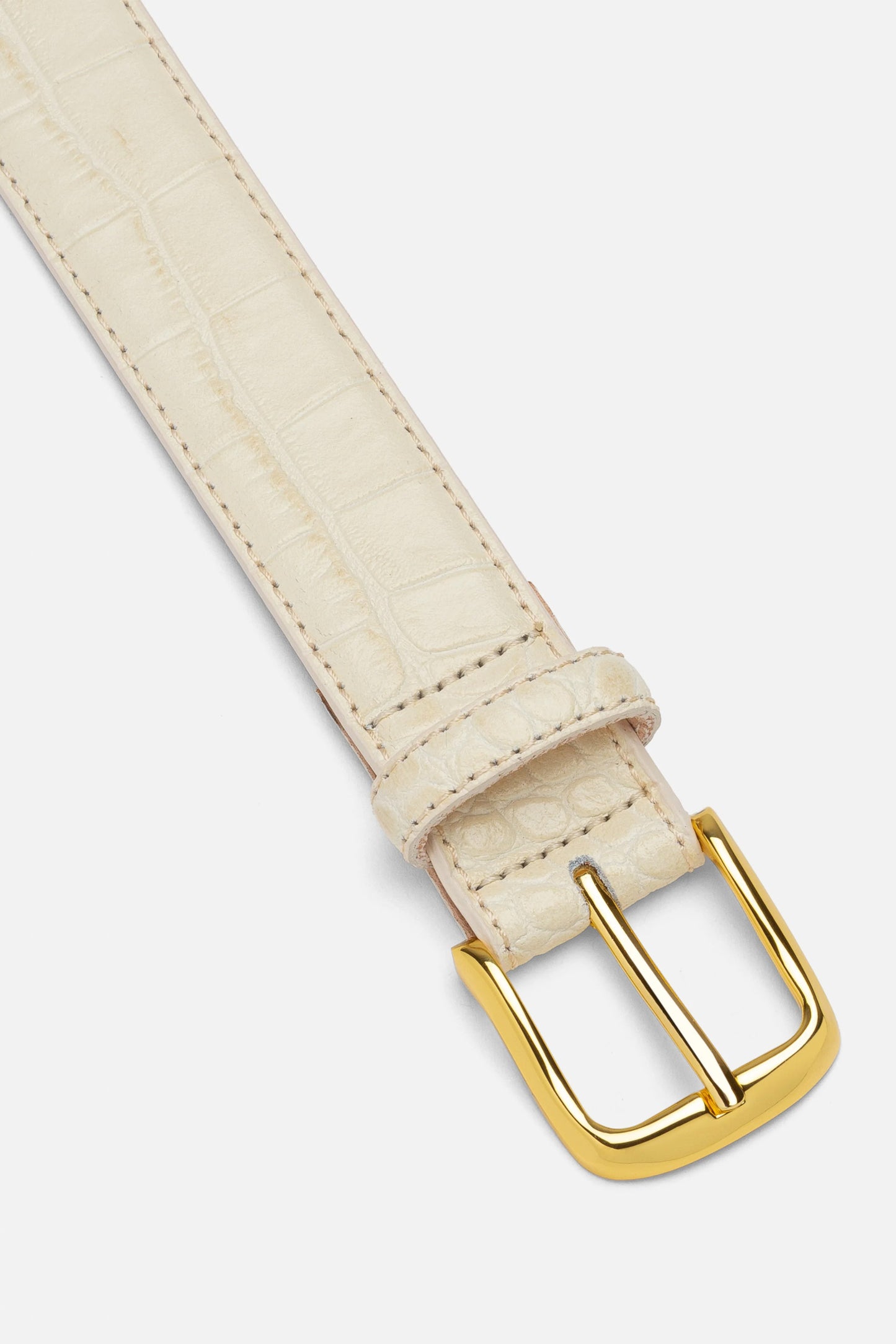 No. 4 Belt, Linen Croc/Gold