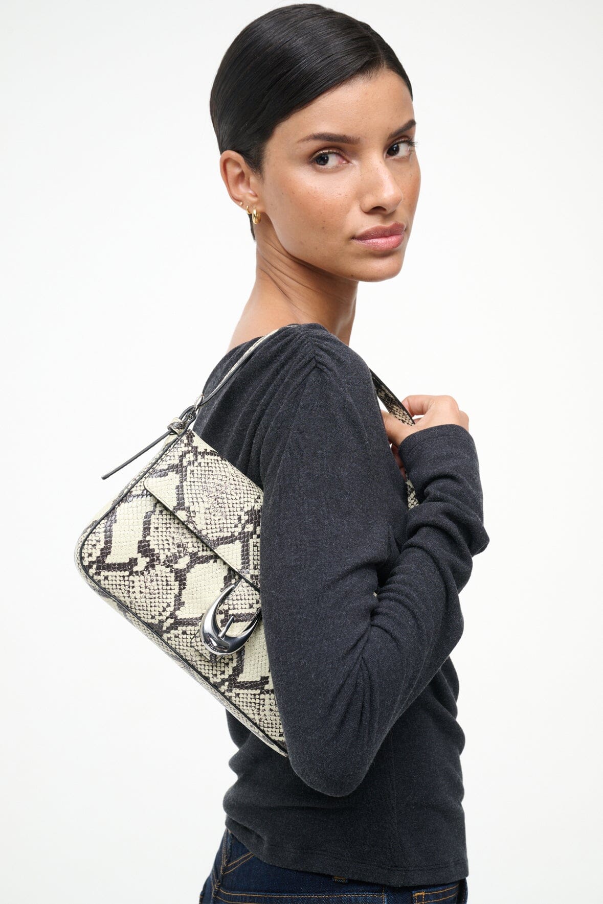Harlow Bag, White Snake