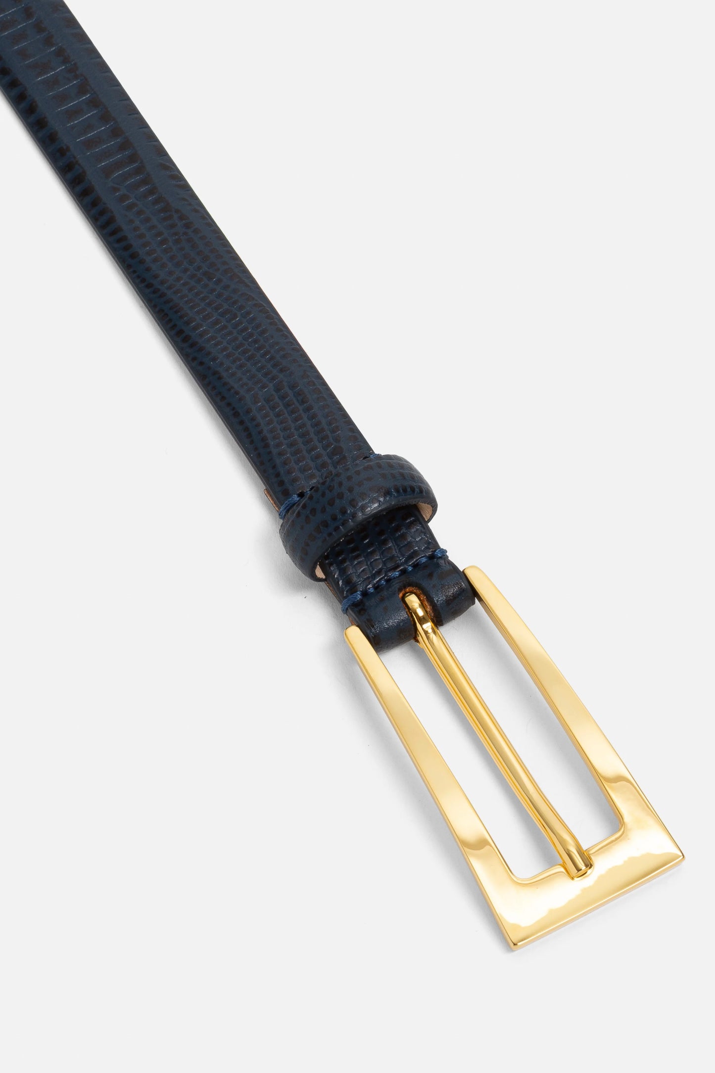 Mini No. 10 Belt, Navy Lizard/Gold