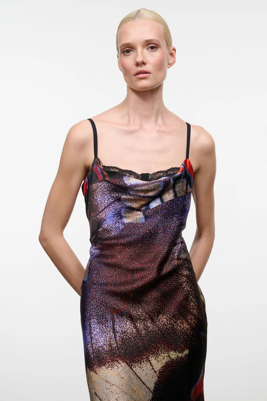 Evangeline Silk Midi Dress, Butterfly Fuschsia