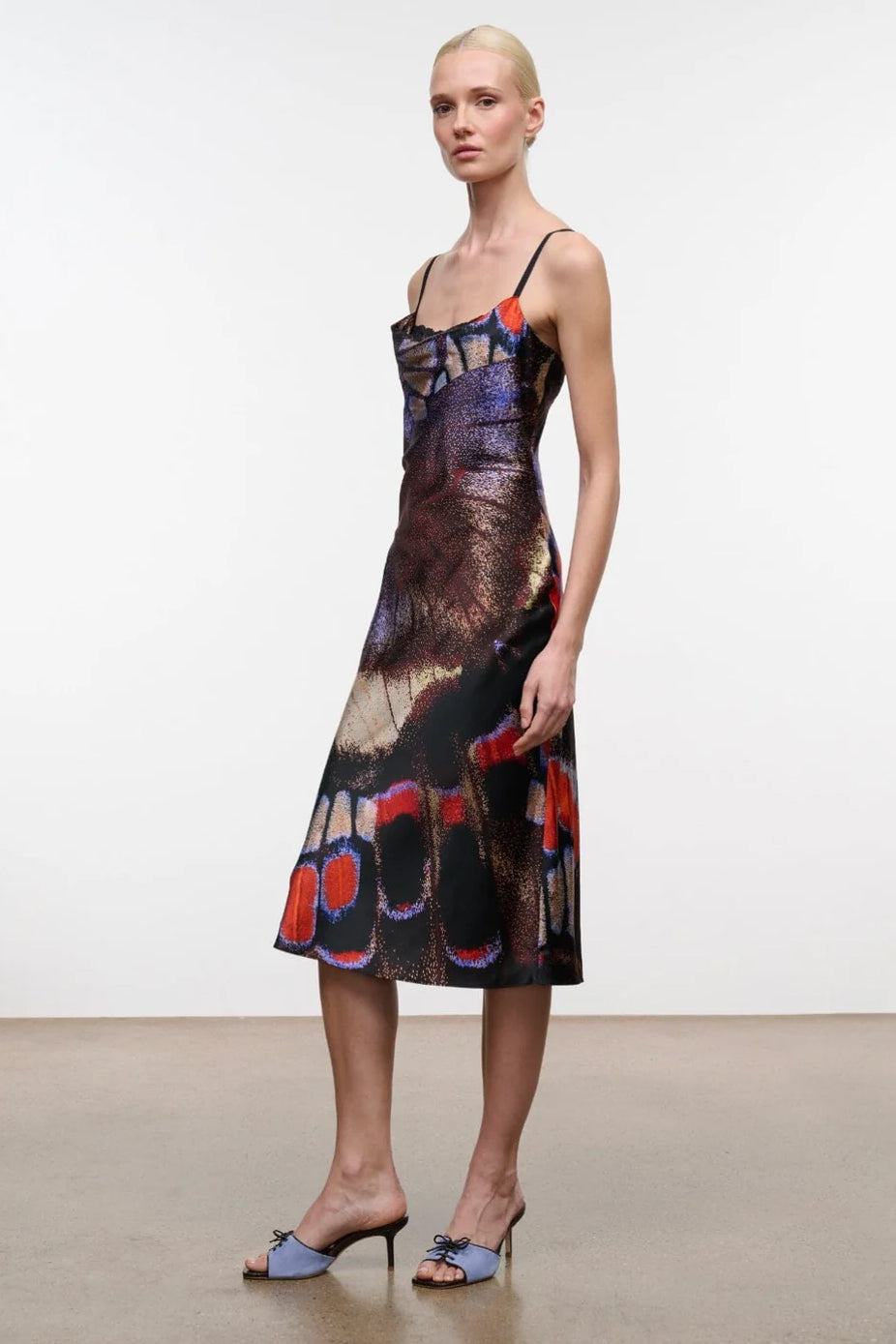 Evangeline Silk Midi Dress, Butterfly Fuschsia