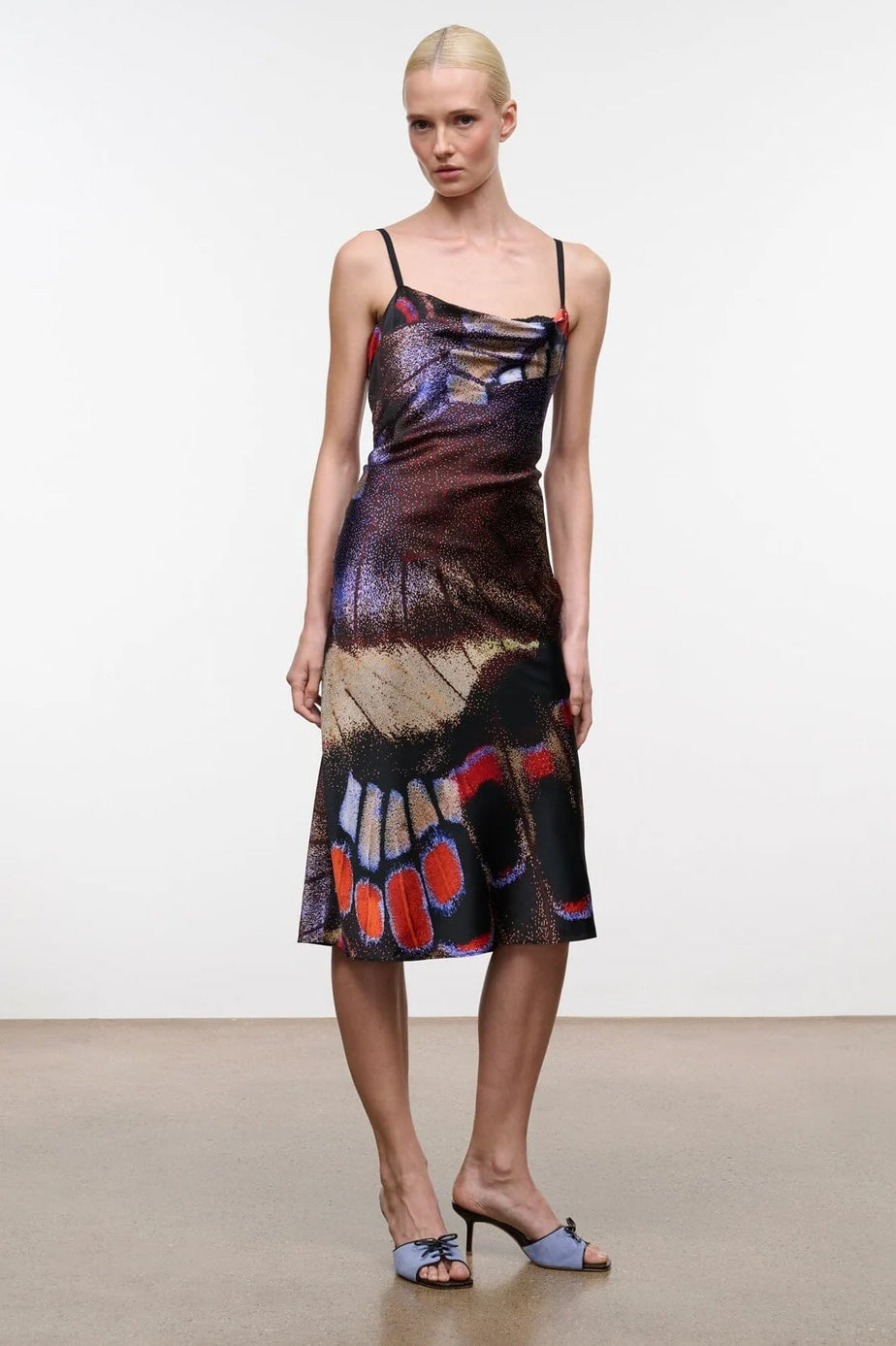 Evangeline Silk Midi Dress, Butterfly Fuschsia