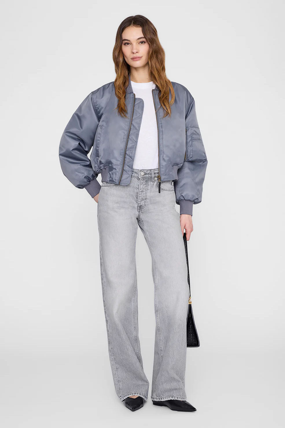 Cropped Leon Bomber, Dark Grey