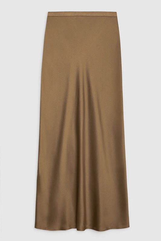 Bar Silk Skirt, Sepia