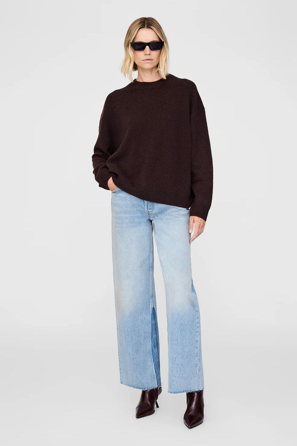Lee Crew Sweater, Deep Brown