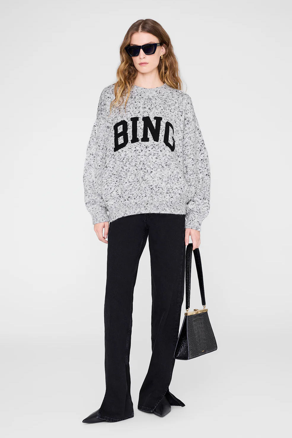Sydney Crew Sweater Bing, Marled White