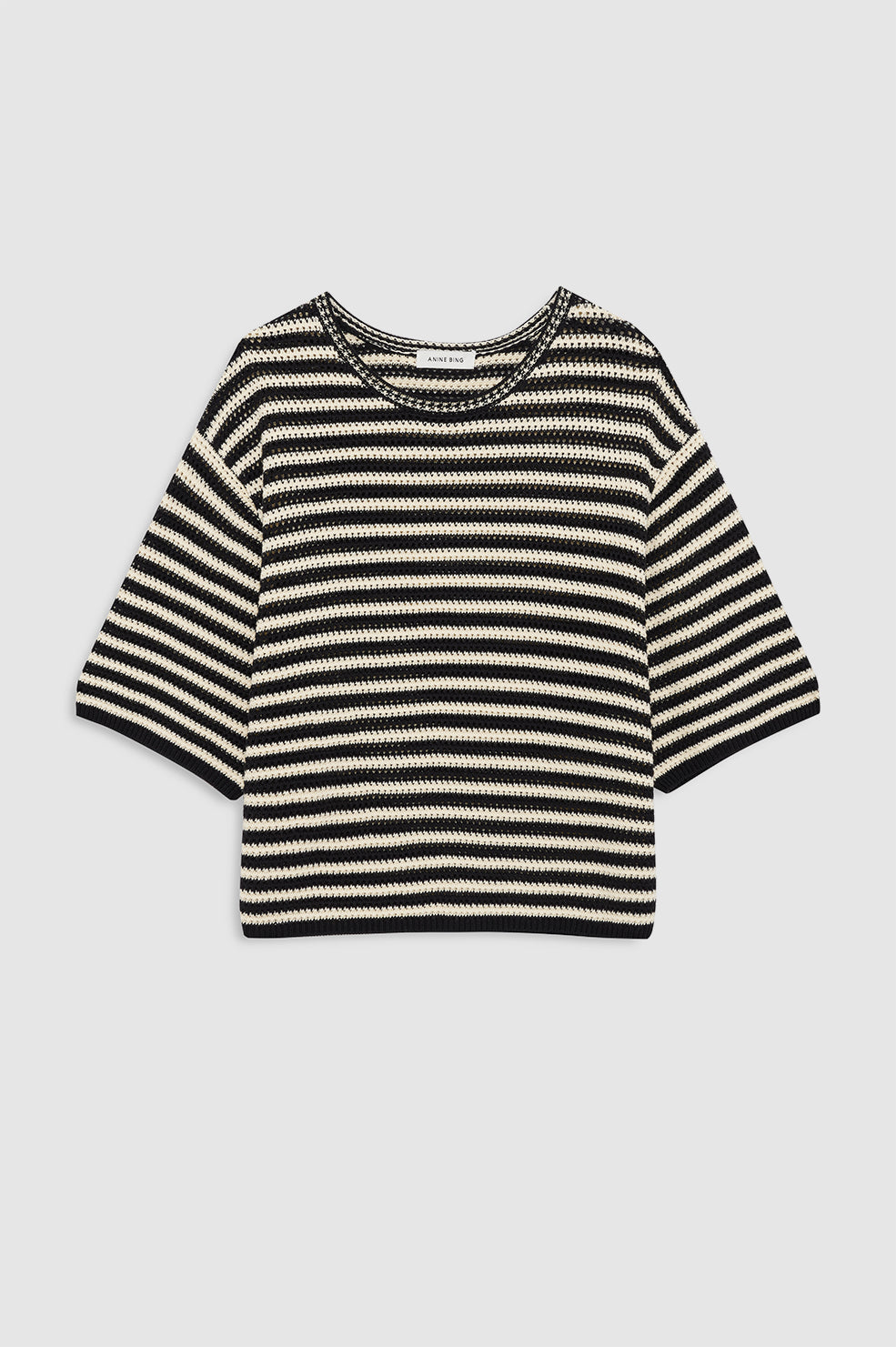 Theo Sweater, Black and Ivory Stripe