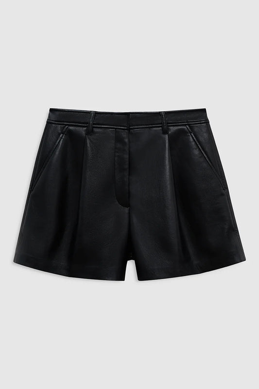 Trent Short, Black Recycled Leather