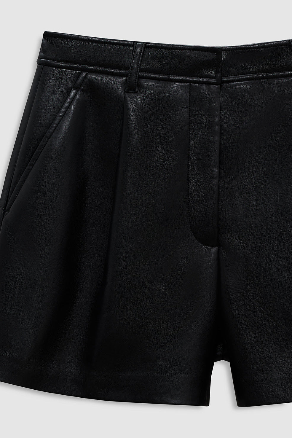 Trent Short, Black Recycled Leather
