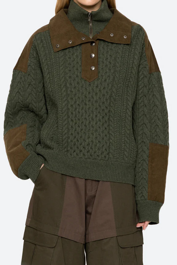 Allen Cable Half Zip Double Layer Sweater