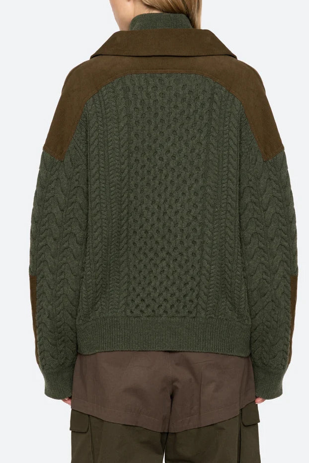 Allen Cable Half Zip Double Layer Sweater