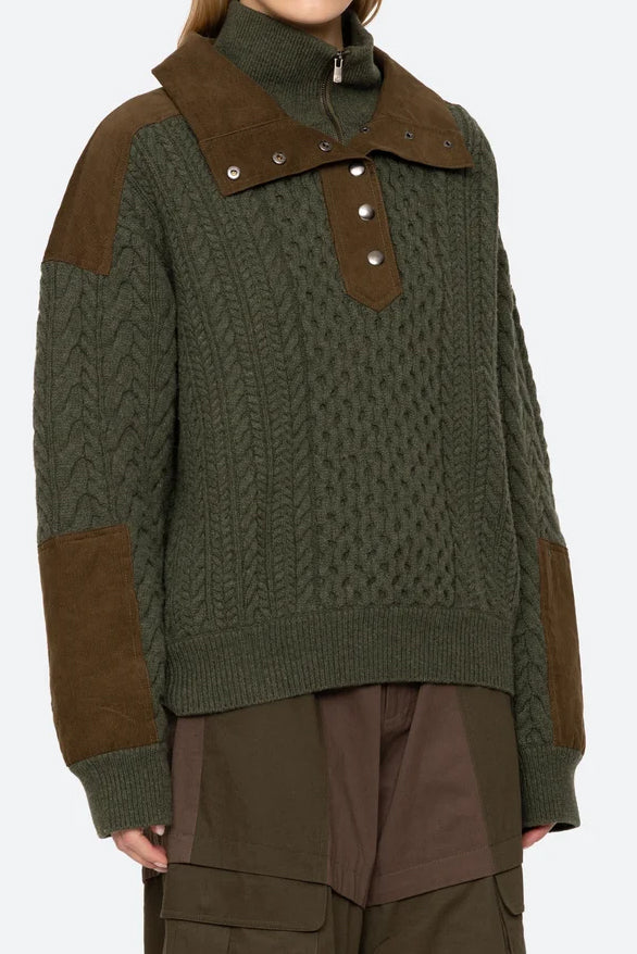 Allen Cable Half Zip Double Layer Sweater