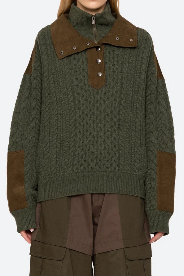 Allen Cable Half Zip Double Layer Sweater