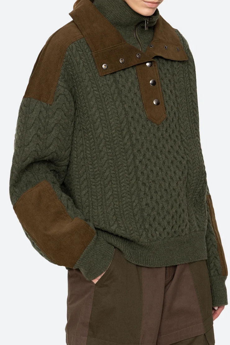 Allen Cable Half Zip Double Layer Sweater