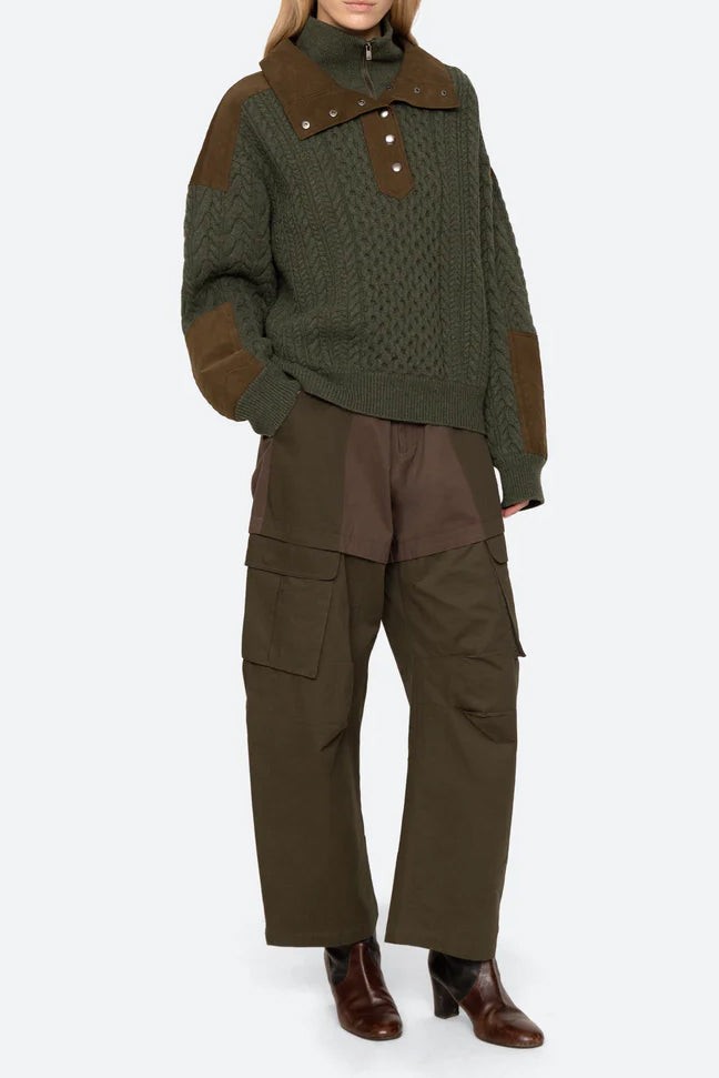 Allen Cable Half Zip Double Layer Sweater
