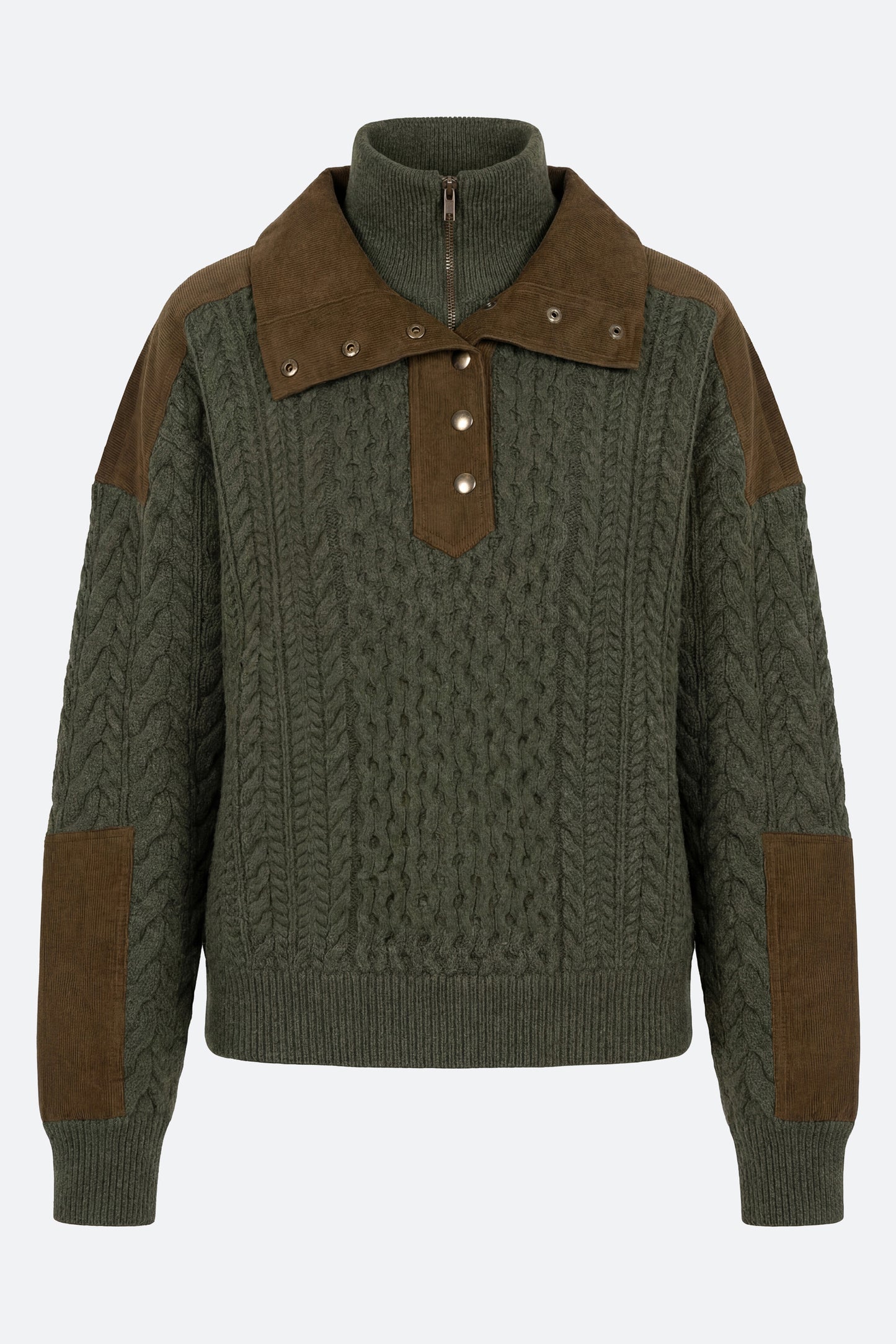 Allen Cable Half Zip Double Layer Sweater