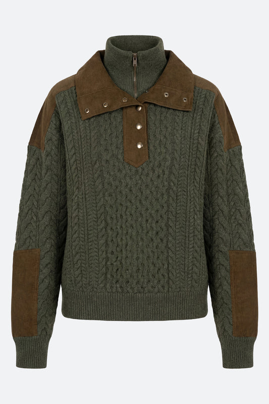 Allen Cable Half Zip Double Layer Sweater