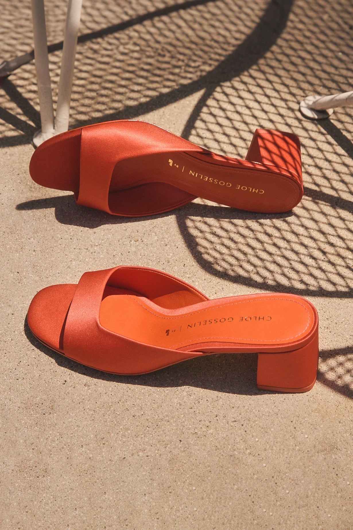 Anah Mule, Orange Sunrise Satin