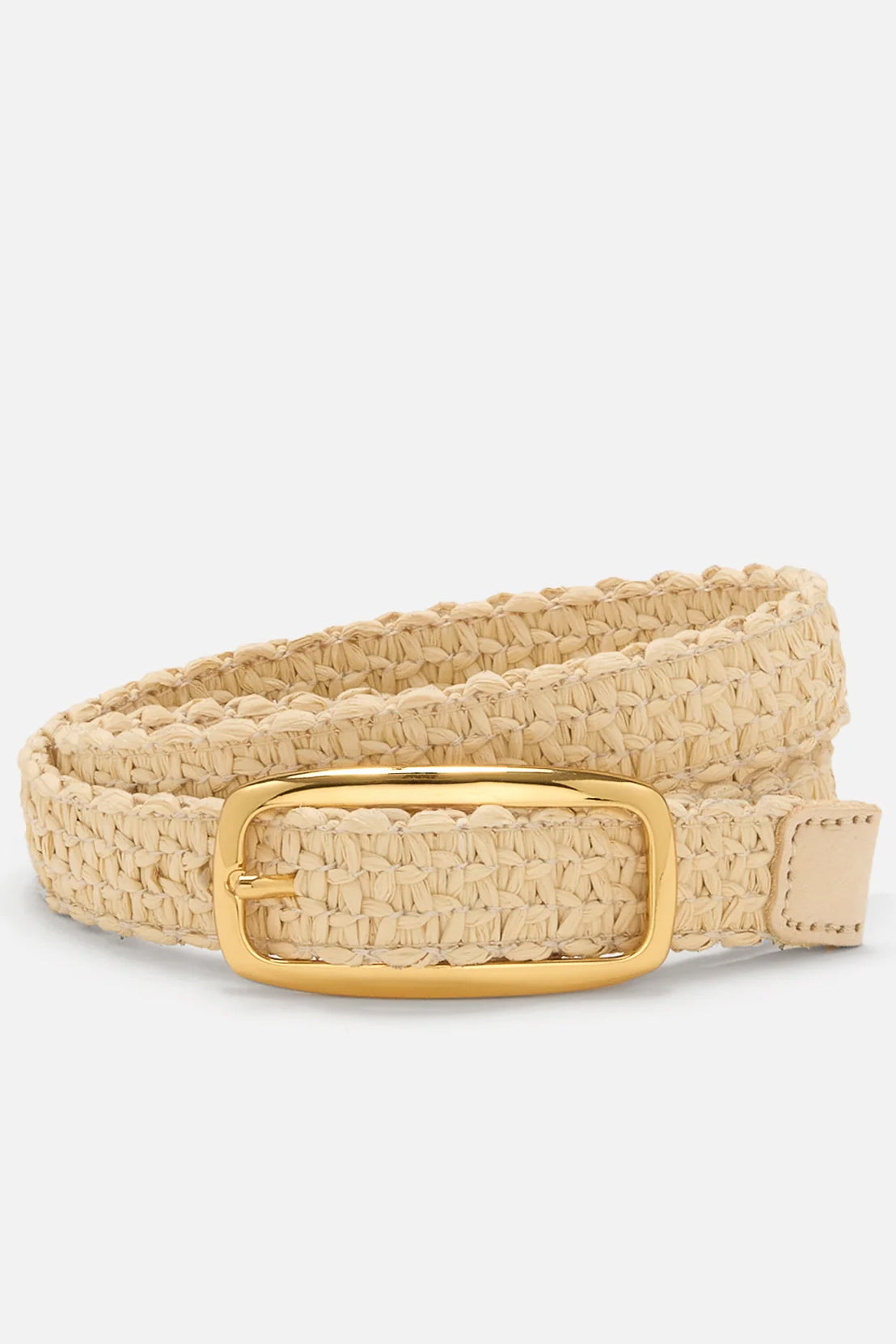 Raffia Belt, Natural Raffia/Gold