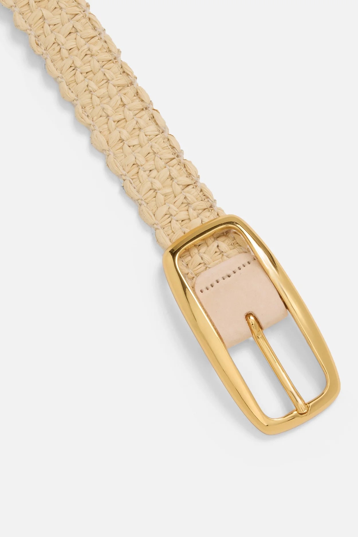 Raffia Belt, Natural Raffia/Gold