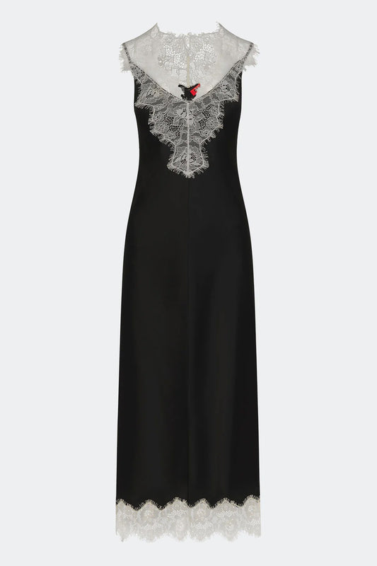 Bea Satin Lace Midi Dress