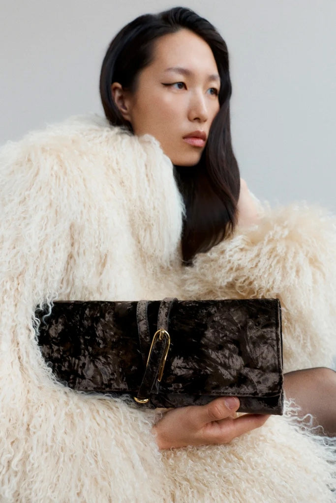 Belted Clutch, Brown