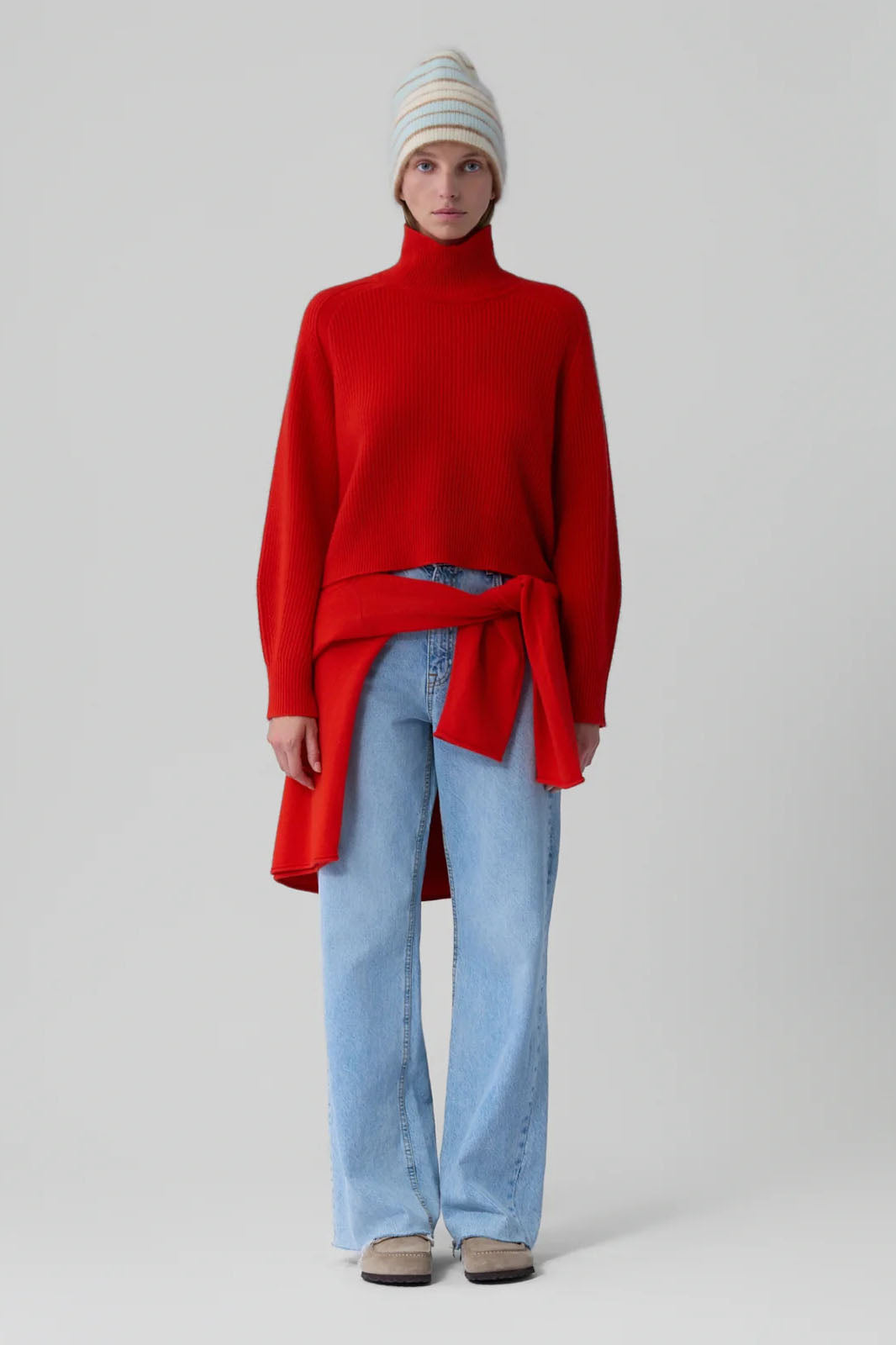 Cropped Ribbed Turtleneck, Chili