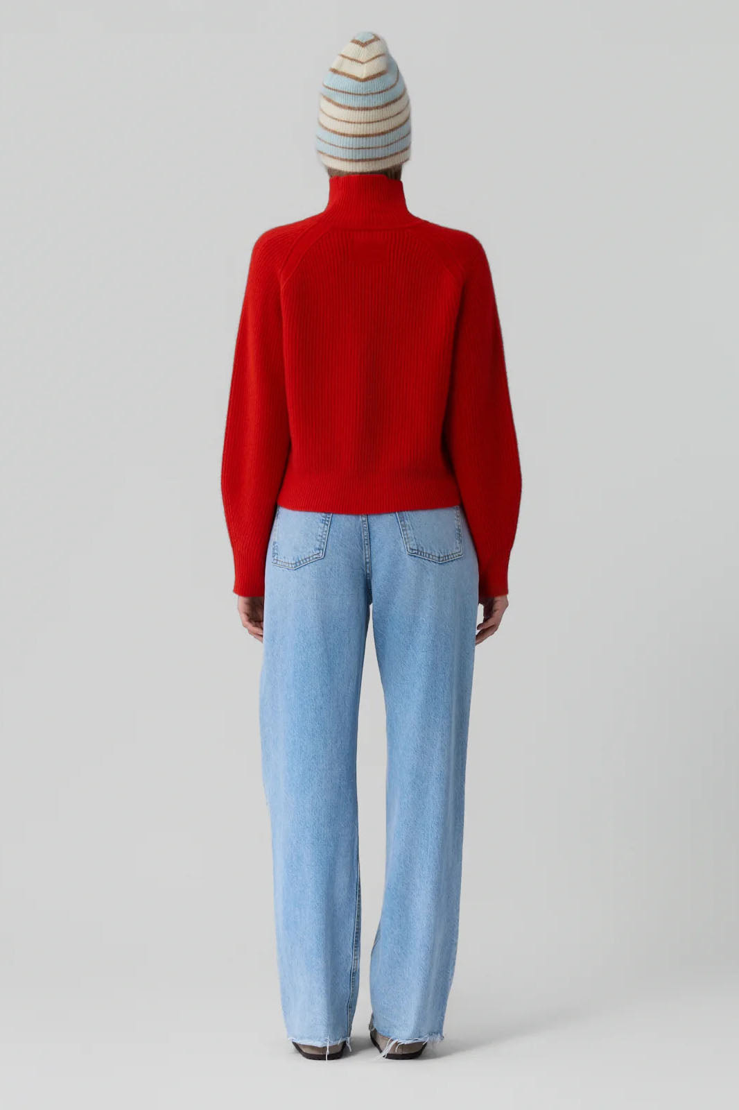 Cropped Ribbed Turtleneck, Chili
