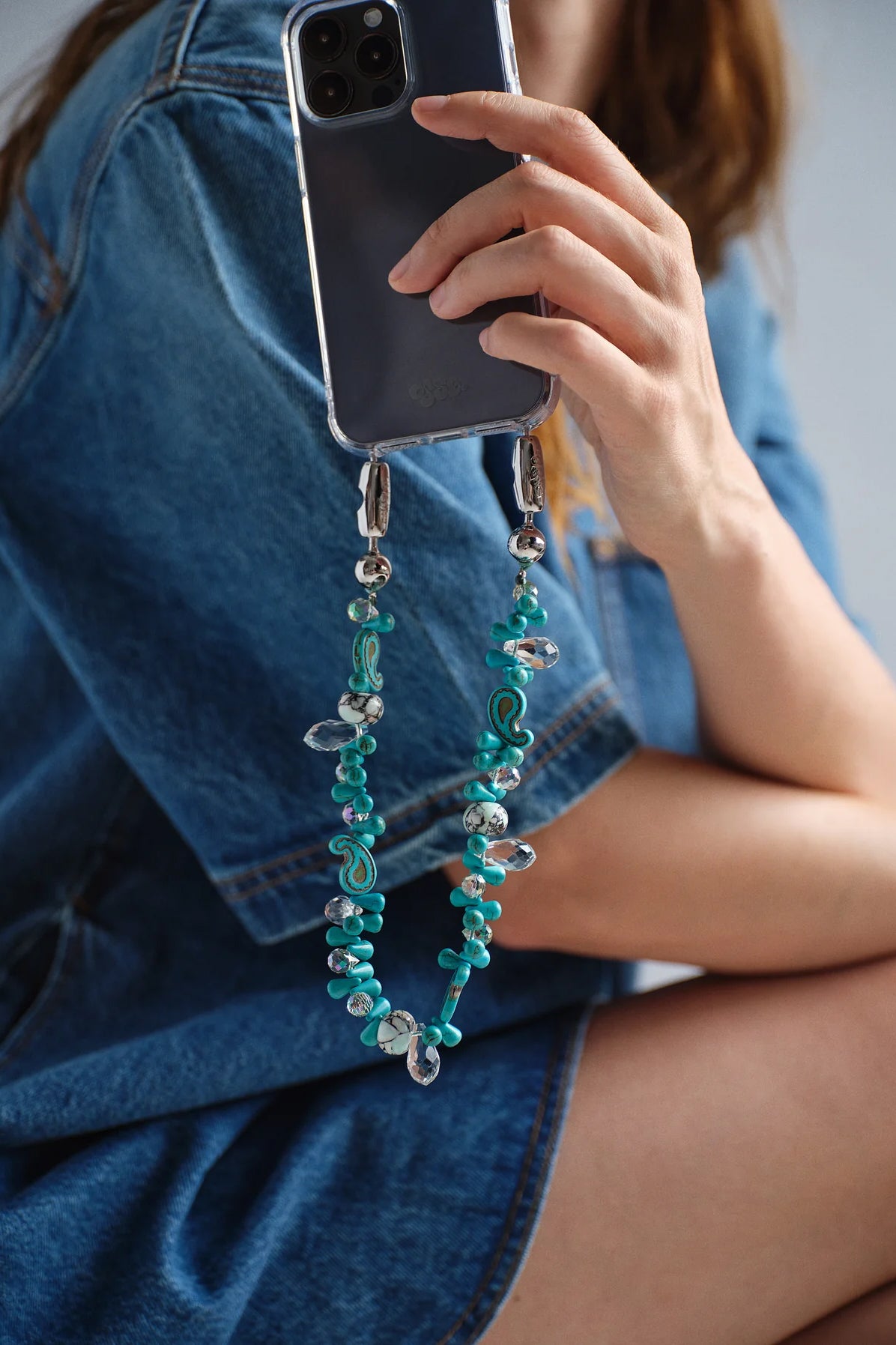 Crystal Paisley Wristlet, Turquoise