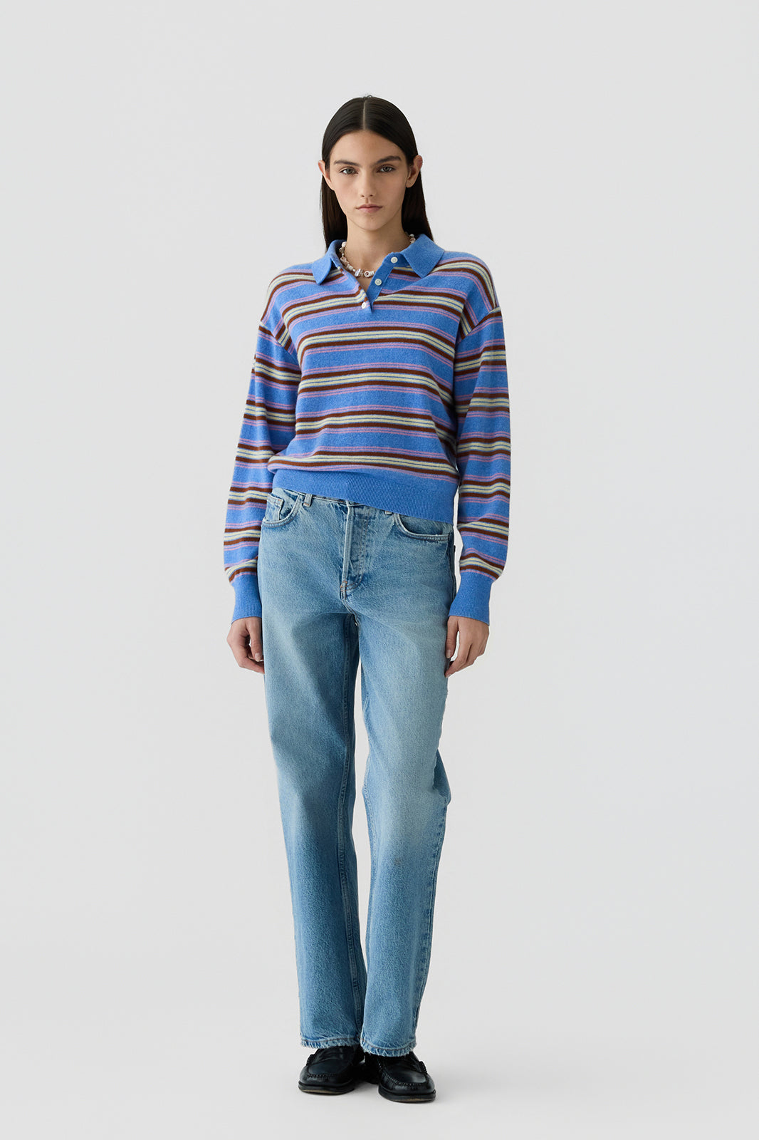 Collegiate Stripe Polo, Delft Blue Combo