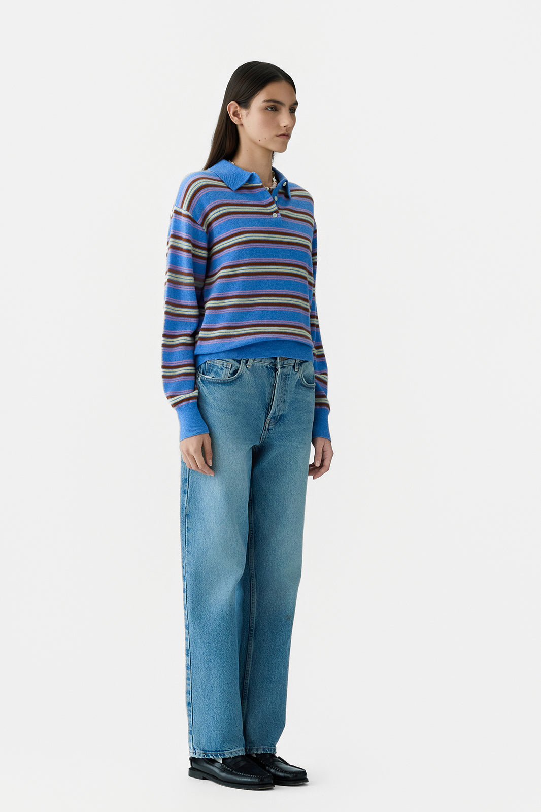 Collegiate Stripe Polo, Delft Blue Combo