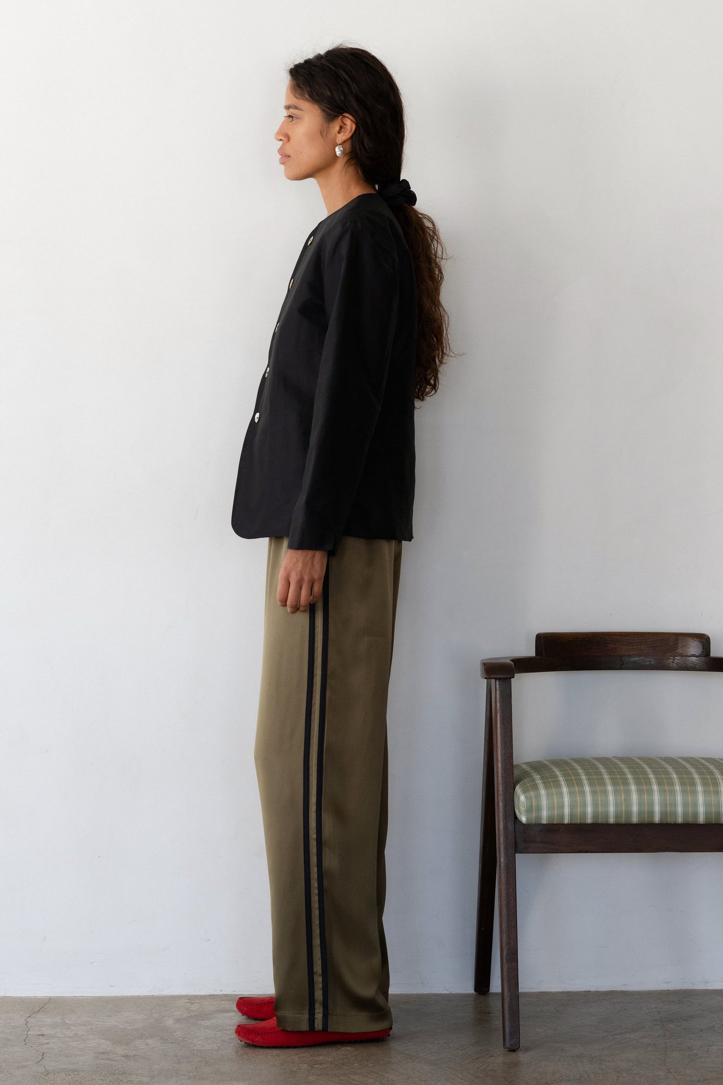 The Silk Stripe Simple Pant, Oregano