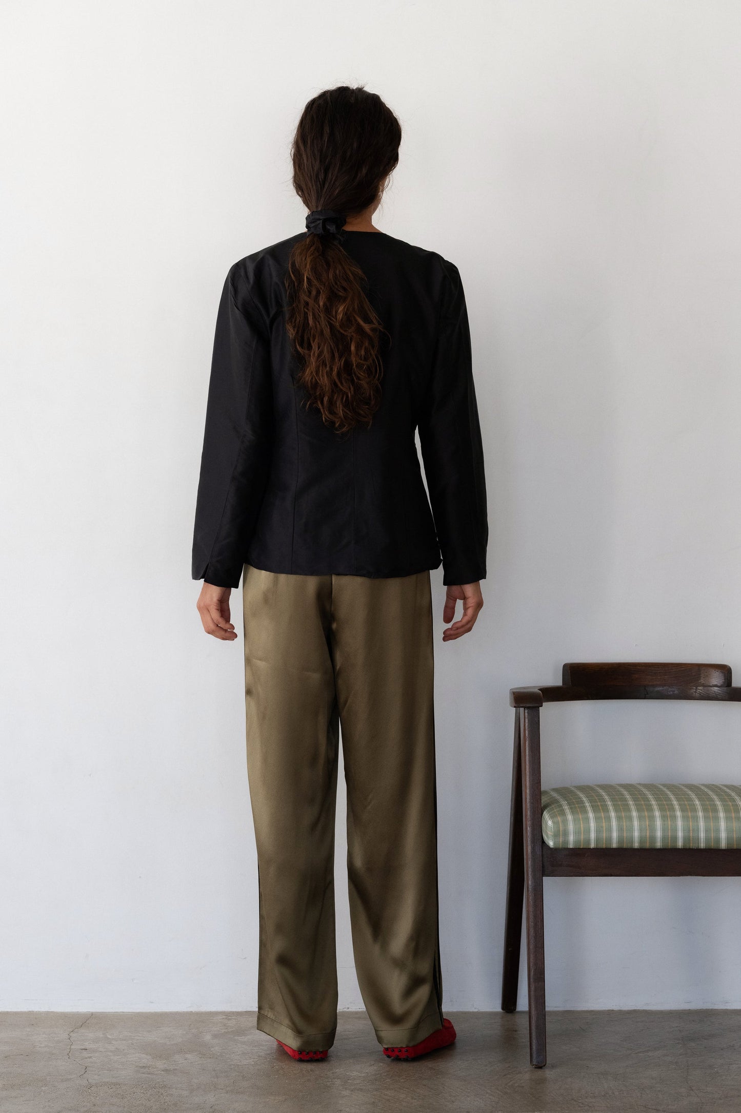 The Silk Stripe Simple Pant, Oregano