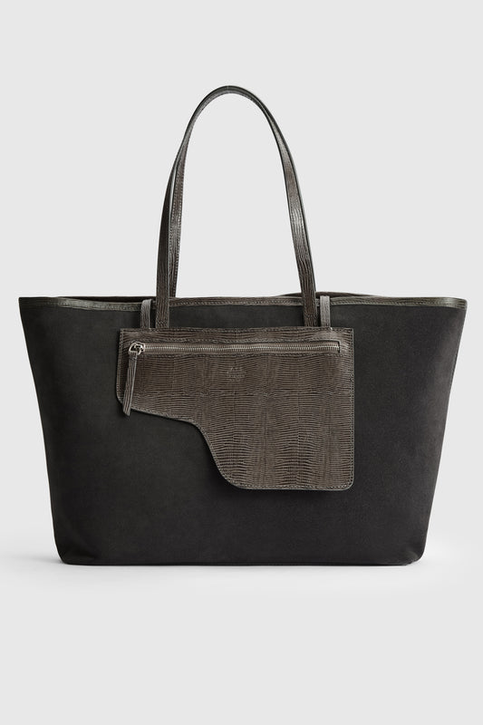 Eraclea Peltro Suede/Printed Lizard Tote Bag