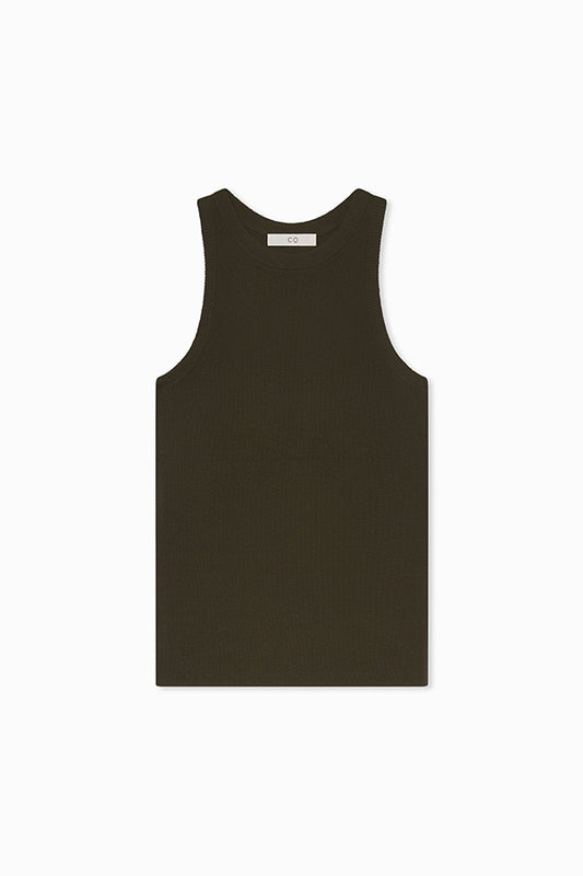 Fitted Tank in Fine Cashmere, Olive