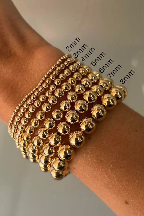 4MM Ball Bracelet, Yellow Gold 6.5"