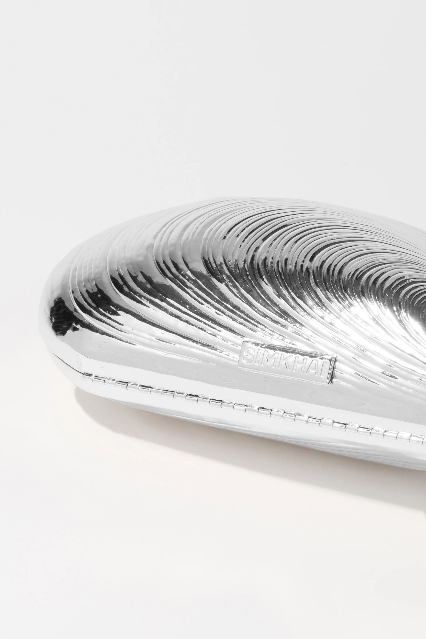 Bridget Metal Oyster Shell Clutch, Silver