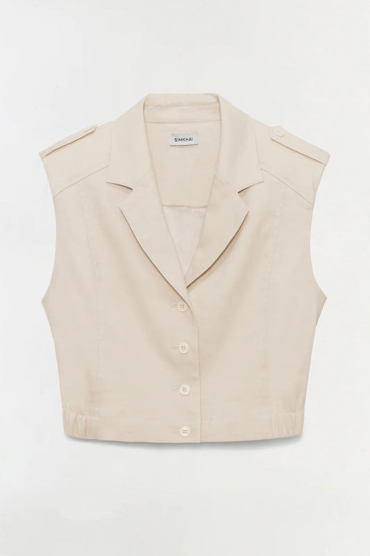 York Cropped Linen Vest
