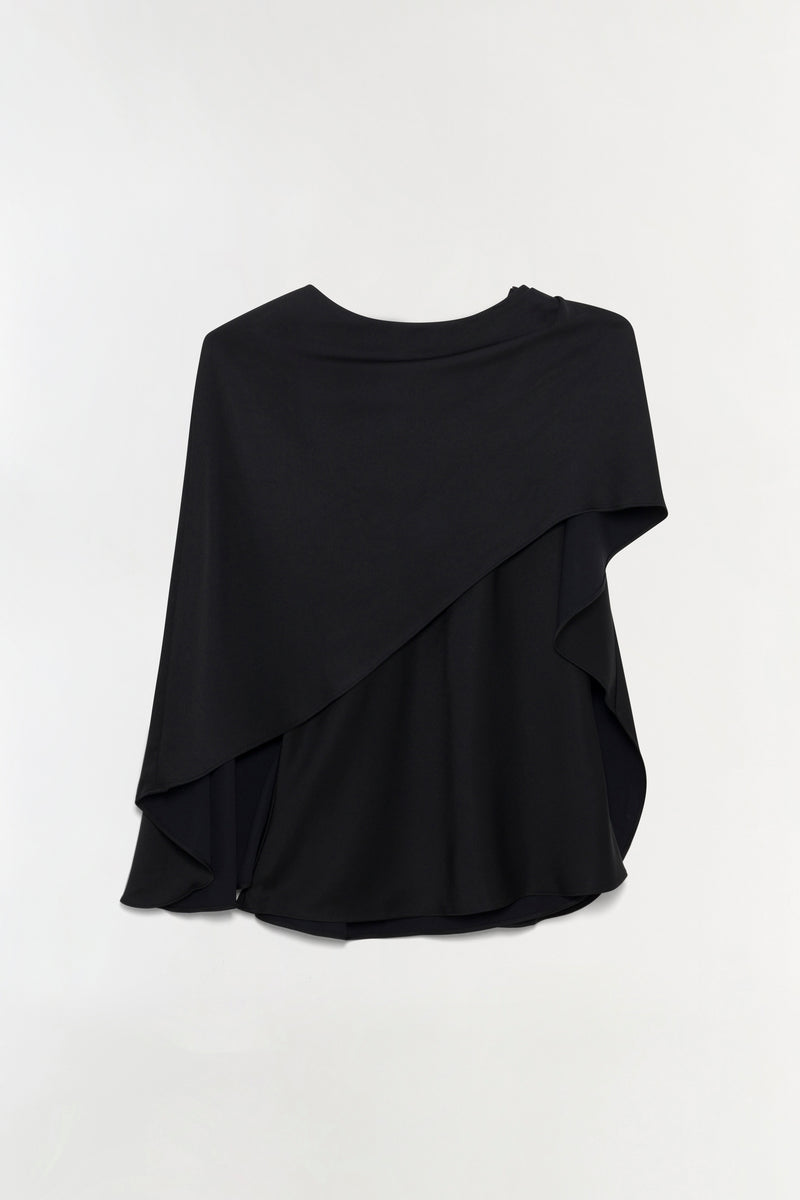 Eliora Draped Satin Cape Top