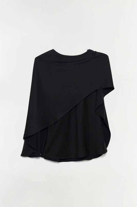 Eliora Draped Satin Cape Top